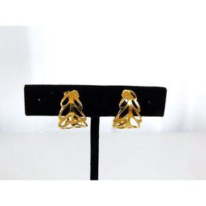 Napier Gold Tone Hoop Earrings Open Work Design Screw Back Closure